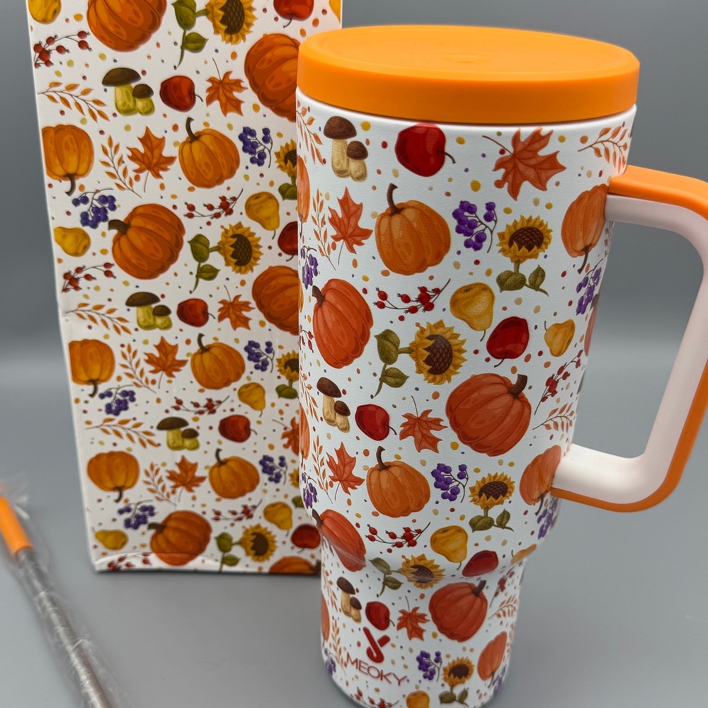 Very Rare Meoky Fall Autumn 40oz Tumbler – Limited Edition Stainless Travel Cup